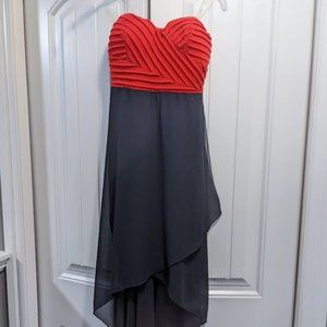 Guess Red Black Strapless High Low Evening Prom Formal Dress